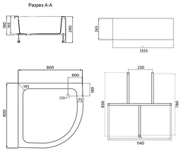 Душовий піддон Lidz Kapielka ST80x80x26, напівкруглий LKAST808026 - мініатюра 6