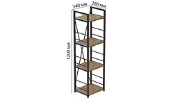 Етажерка 4/34 Ferrum-decor Серії Коннект 120x34x28 чорний ДСП Дуб Артізан 16мм (FRD-104273) - мініатюра 5