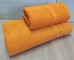 Набір турецьких махрових рушників Ada Turkey 50х90+70х140 Orange - мініатюра 3