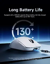 Комп'ютерна миша MCHOSE A5 v2 Ultra бездротова ігрова PAW3395, 26000 DPI 2,4G+Bluetooth Whute - мініатюра 9
