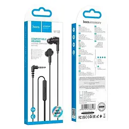 Дротові навушники Hoco M102 Ingenious universal earphones with microphone, 3.5mm, 1.2m, black - мініатюра 5
