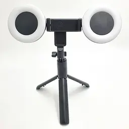 Монопод штатив для селфі Bluetooth тринога 19-70 см з LED підсвічуванням 2x8см кільця LIVE BRACKET J861 чорний - мініатюра 10