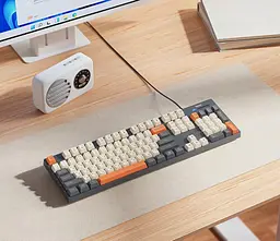 Клавіатура HOCO GM61 дротова мембранна Phantom (3-Color 104 клавіші), USB, (Ukrainian version), сіро-біла з помаранчевим - мініатюра 6