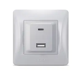 Розетка USB-A + USB-C PD20W срібний шовк VIDEX BINERA VIDEX (28202-000) - мініатюра 2