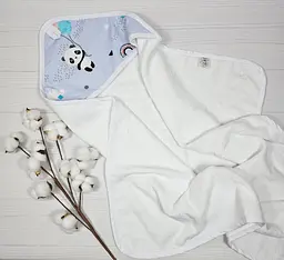 Дитячий рушничок-куточок 80х80 a.l.babybox Панда на кульках Білий 2 - мініатюра 2