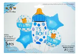 Набір фольгованих кульок "It's a boy" 5 шт святкові декорації - мініатюра 2
