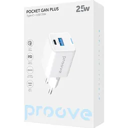 Мережевий зарядний пристрій Proove Pocket GaN Plus 25W USB-C/USB-A White (WCPG25111202) [130263] - мініатюра 2