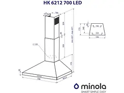 Витяжка Minola HK 6212 WH 700 LED - мініатюра 9