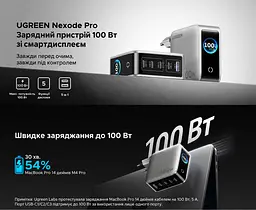 Мережевий зарядний пристрій UGREEN Nexode Pro X773 GaN до 100 Вт сумарно 4 USB-C та 1 USB-A 100 Вт (65620B) - мініатюра 5