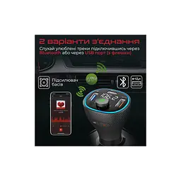 FM модулятор Promate PowerTune 38w USB-A OTG/USB-A QC3.0/USB-C PD Black (powertune-38w.black) - мініатюра 3