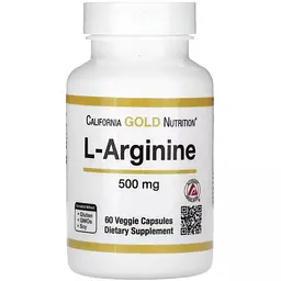 L-Аргінін California Gold Nutrition L-Arginine 500 мг 60 вегетаріанських капсул