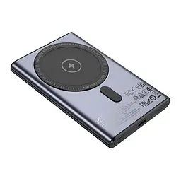 Магнітний павербанк із бездротовим зарядним Hoco Q32 Bird PD20W wireless magnetic 5000mAh сірий - мініатюра 2