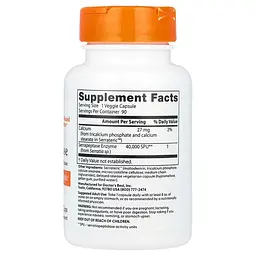 Серапептаза (Serrapeptase) Serrapeptase 40,000 SPU 90 капсул Doctor's Best vit0004959 - мініатюра 2