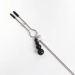 Затискачі для сосків та клітора з чорними намистинами Art of Sex - Nipple and clit clamps black Pearl - мініатюра 4
