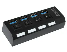 Разветвитель Хаб Voltronic USB 3.0, 4 порта, с переключателями, поддержка до 1TB
