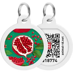 Адресник для собак і котів Waudog Smart ID з QR паспортом Гранати коло 30 мм