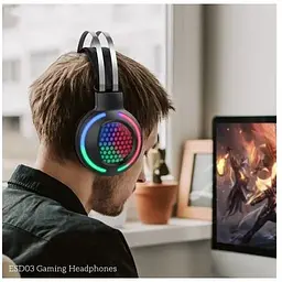 Ігрові навушники з підсвічуванням НОСО ESD03 Gaming LED Headphones повнорозмірні чорні - мініатюра 4