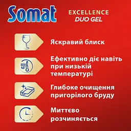 Гель для миття посуду в посудомийці Somat Exellence Duo Gel Антижир 684 мл + 684 мл (9000101819199) - мініатюра 5
