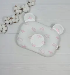Дитяча ортопедична подушка 24×32 для новонароджених a.l.babybox Корони Білий