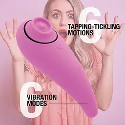 Пульсатор для клітора плюс вібратор FeelzToys FemmeGasm Tapping & Tickling Vibrator Pink - мініатюра 5