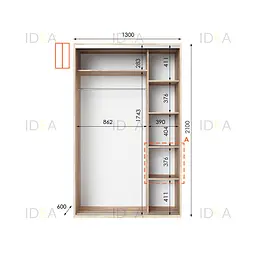 Шафа-купе Idea серія 5 130 x 60 x 210 см Дуб сонома Дзеркало - мініатюра 2
