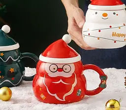 Чашка новорічна керамічна червона Merry Christmas 480 мл - мініатюра 3