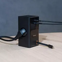 Мережевий зарядний пристрій Baseus PowerCombo Digital PowerStrip 2AC+1U+1C+Retractable-C 65W Black (PSLR000301) EU [96292] - мініатюра 6
