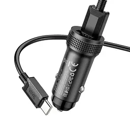 Адаптер автомобільний HOCO Type-C Cable Level dual port car charger Z49 2 USB 12 W чорний - мініатюра 4