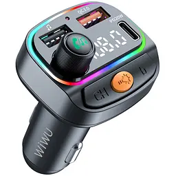 АЗП FM модулятор WIWU QC031 MP3 Car PD20W+QC3.0 2USB-A/1C Black - мініатюра 3