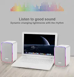 Компьютерные колонки Kisonli X21 Bluetooth, 20W, USB, RGB light, White - мініатюра 2