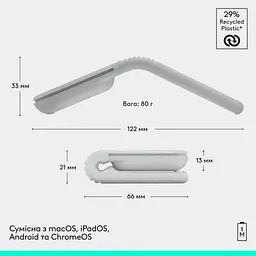 Мишка Logitech Mobi Fold Bluetooth Off-White (910-007631) - мініатюра 10