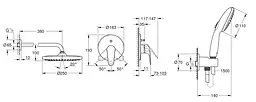 Душова система прихованого монтажу Grohe Euroeco з Tempesta 250 UA2939200L, Хром - мініатюра 12