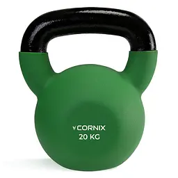 Гиря металева Cornix 20 кг з вініловим покриттям XR-0439 Green/Black