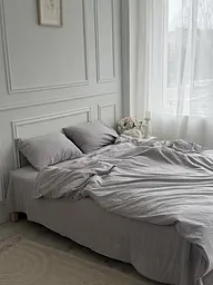 Постільна білизна євро Dushka Home Варена бавовна преміум 21694 200х220 см світло-сіра - мініатюра 3