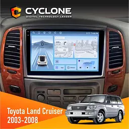 Штатна магнітола Toyota Land Cruiser (100) 2003-2008 Cyclone C10-012 4x64 DSP 4G Cyclone (НФ-00007570)