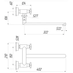 Змішувач для ванни Globus Lux DUKAT SD4-108 - мініатюра 4