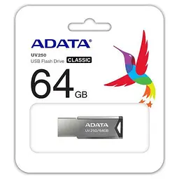USB флеш накопичувач ADATA 64GB AUV 250 Black USB 2.0 (AUV250-64G-RBK) - мініатюра 4