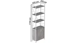 Етажерка 4/60 Ferrum-decor Серії Конект із тумбою 179x60x28 Білий ДСП Бетон (FRD-104497) - мініатюра 3