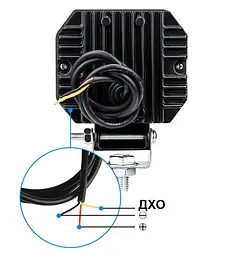 Світлодіодна додаткова LED фара квадратна 95x73x60 mm / дальнє світло / Лінза з ДХО / 20W / 10-30V / 1 шт. - мініатюра 2