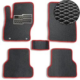 Килимки в салон EVA для Ford Focus II 2004-2010 (Металевий підп'ятник) Чорні-Червоний кант 5 шт