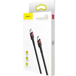 Кабель Baseus Cafule Cable Type-C to Type-C PD2.0 60W 20V 3A 1m CATKLF-G91 Black-Red - мініатюра 2