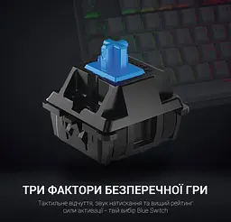 Клавіатура ігрова механічна GamePro MK-80B USB Blue switch (Clicky) RGB Black - мініатюра 4