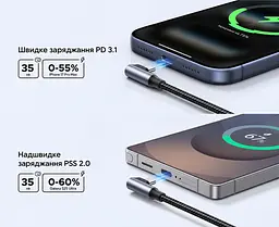 Кабель UGREEN L536 USB-C - USB-C кутовий 90° PD 3.1 240 Вт 1 м чорний (85225) - мініатюра 13