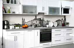 Вініловий кухонний фартух Старе місто наклейка для кухні ПВХ Архітектура Сірий 60х200 см Happy Pocket Z181430 - мініатюра 3
