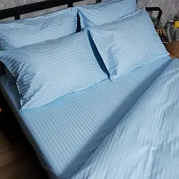 Комплект постільної білизни Moon&Star Satin Stripe Ocean Calm Євро 200х220 наволочки 2х40х60 - мініатюра 3