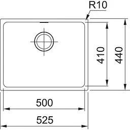 Кухонна мийка Franke Sirius, тектонайт, врізна, без крил, чаша-1, 525х440х200, SID 110-50, біла - мініатюра 3