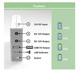 UPS ДБЖ безперебійне живлення для роутера/комутатора/PON WGP 5V/12V/12V, 1A, 8800mAh - мініатюра 4