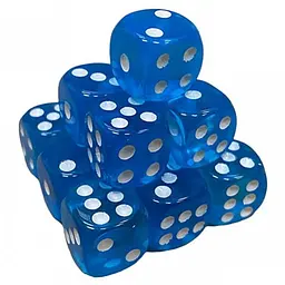 Настільна гра Games 7 Days Кубик D6 прозорий з точками (синій) , 1 шт. (g7dtransd6dotsblue)