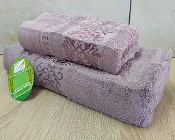 Набір турецьких бамбукових махрових рушників Cestepe 50х90+70х140 Bamboo Ecol Gulkurusu - мініатюра 2