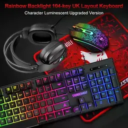 Ігровий комплект Gaming Combo 4-in-1 T-Wolf TF-400 чорний - геймерський набір клавіатура, миша, навушники та килимок для ПК - мініатюра 3